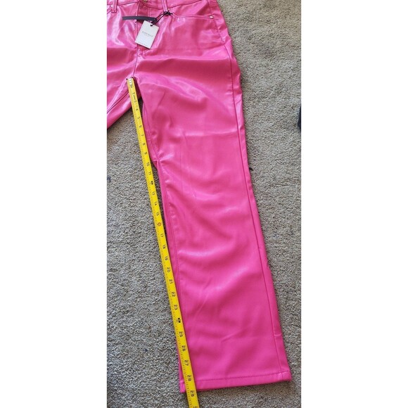 Judy Blue women's hot pink high rise tummy control faux leather pants size 15/32 - Picture 11 of 12